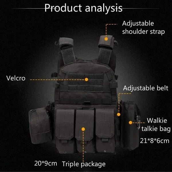 6094 Military Combat Army Wargame VestNylon Pouch Molle Gear Tactical Vest Body Armor Hunting Plate Carrier Airsoft Accessories