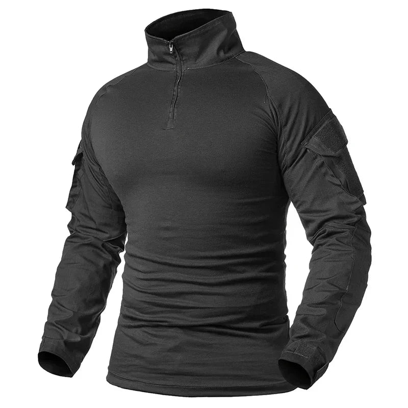 Tactical Airsoft Army Combat Shirt - Breathable CP Camo Zipper Tee