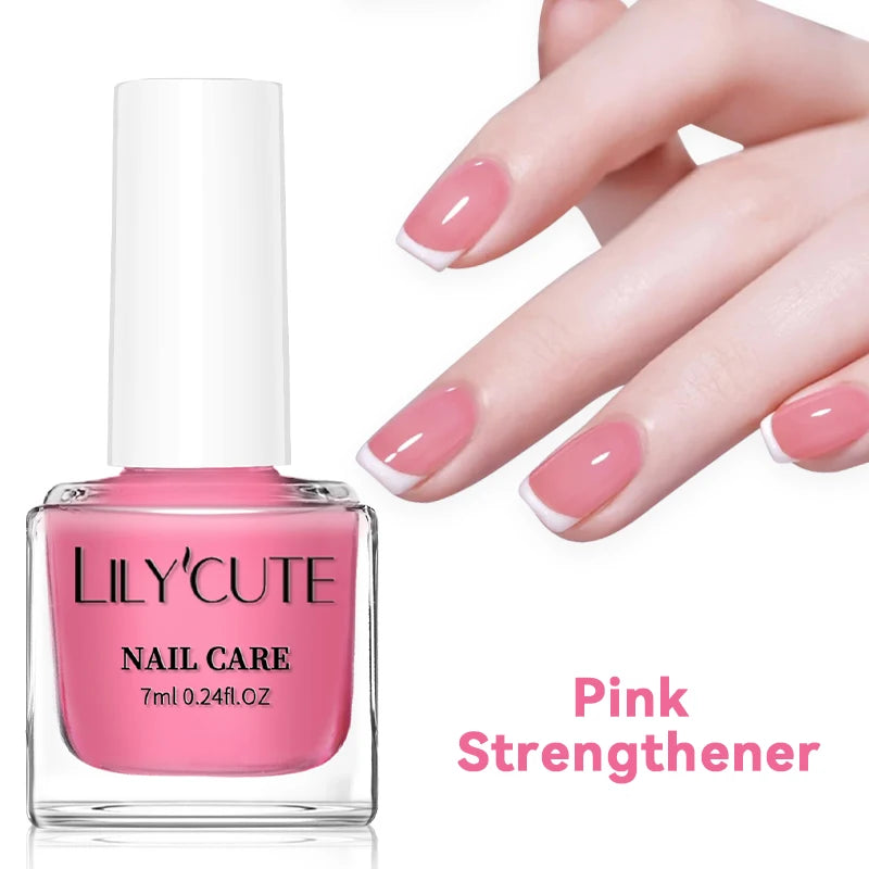 LILYCUTE Nail Strengthener Polish - Milky White Pink Care Varnish 7ML