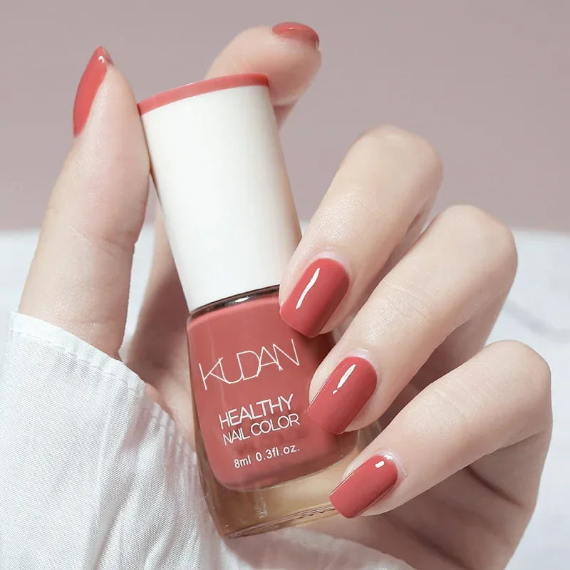 Vernis à ongles sans lampe UV, blanc à fines paillettes, sans cuisson, sans décollement, base huileuse transparente et brillante, couleur nude