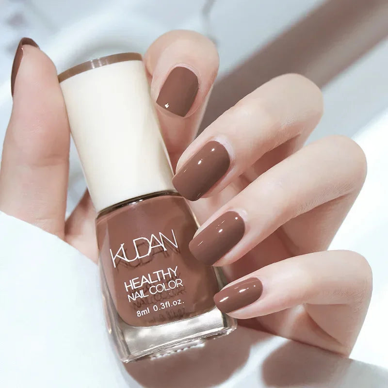 Vernis à ongles sans lampe UV, blanc à fines paillettes, sans cuisson, sans décollement, base huileuse transparente et brillante, couleur nude