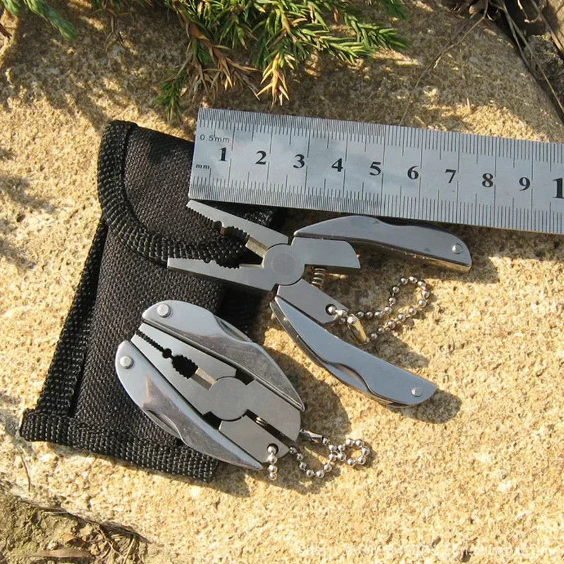Pince multifonction compacte pliable en acier inoxydable - Kit porte-clés EDC