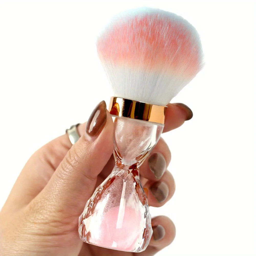 Pinceau à poussière pour ongles, manche en forme de sablier, pour enlever la poudre, brosse douce pour manucure et accessoires pour ongles en gel