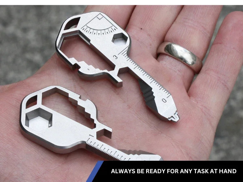 16-in-1 Key-Shaped Multi-Tool - TSA Safe Stainless Steel Keychain