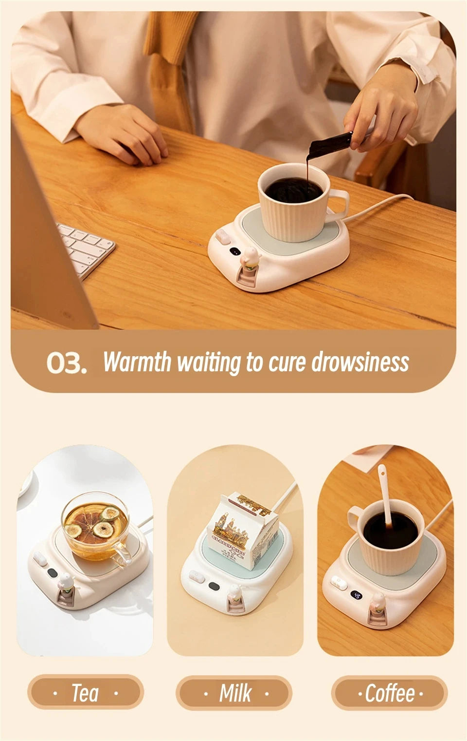 25W Coffee Mug Warmer Cup Heater Electric Hot Plate 4 Temperature Settings Warmer Cup Coaster for Tea Milk Water Heating Pad