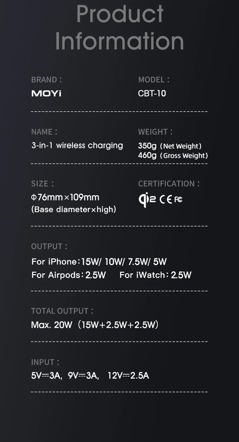 Chargeur sans fil magnétique intelligent Qi2 3 en 1 de 15 W avec rotation automatique pour Android, iPhone, iWatch et AirPods, station de charge rapide MagSafe