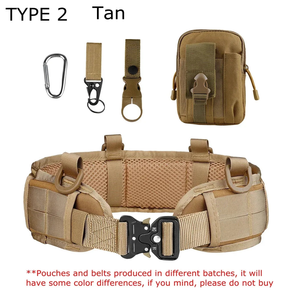 Tactical MOLLE Padded Belt - Combat Waist Belt for Airsoft & Hunting