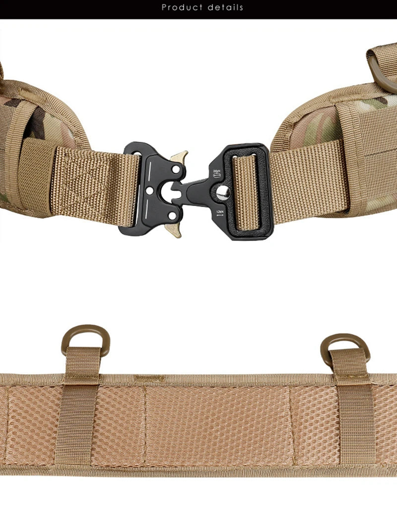 Tactical MOLLE Padded Belt - Combat Waist Belt for Airsoft & Hunting
