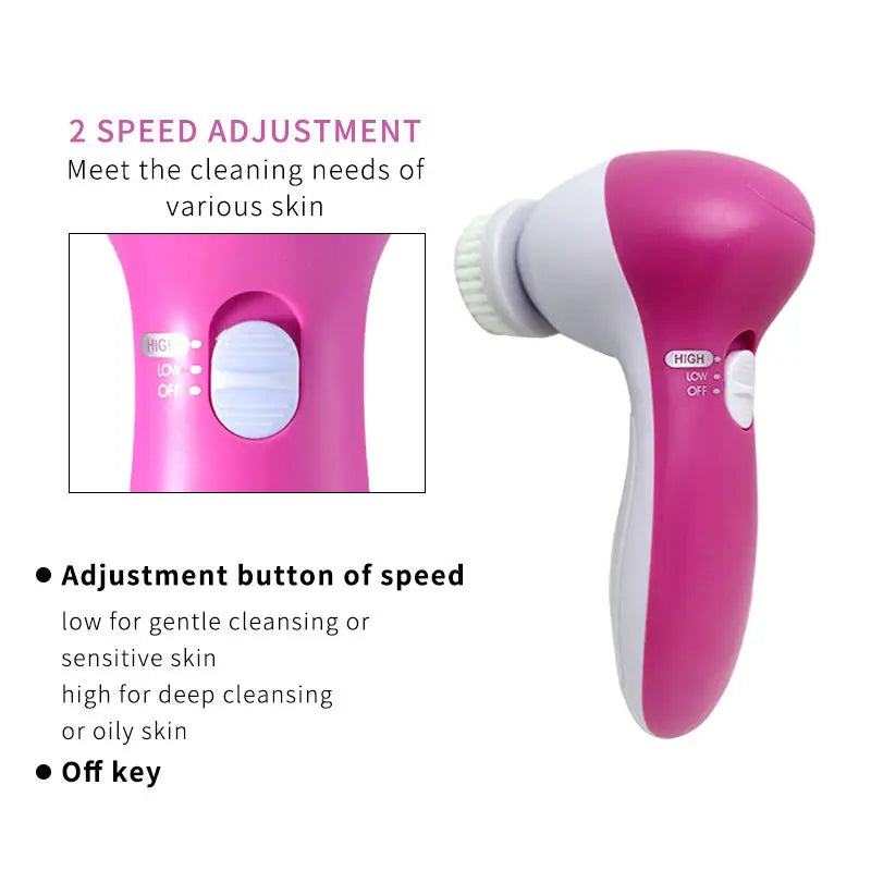 5-in-1 Electric Facial Cleansing Brush - Spa-Quality Skin Care System