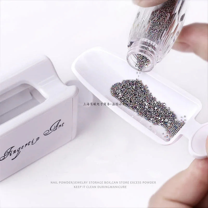 Kit de manucure double couche avec paillettes, poudre, sequins et strass. Boîte de rangement portable et recyclable. Accessoires inclus.