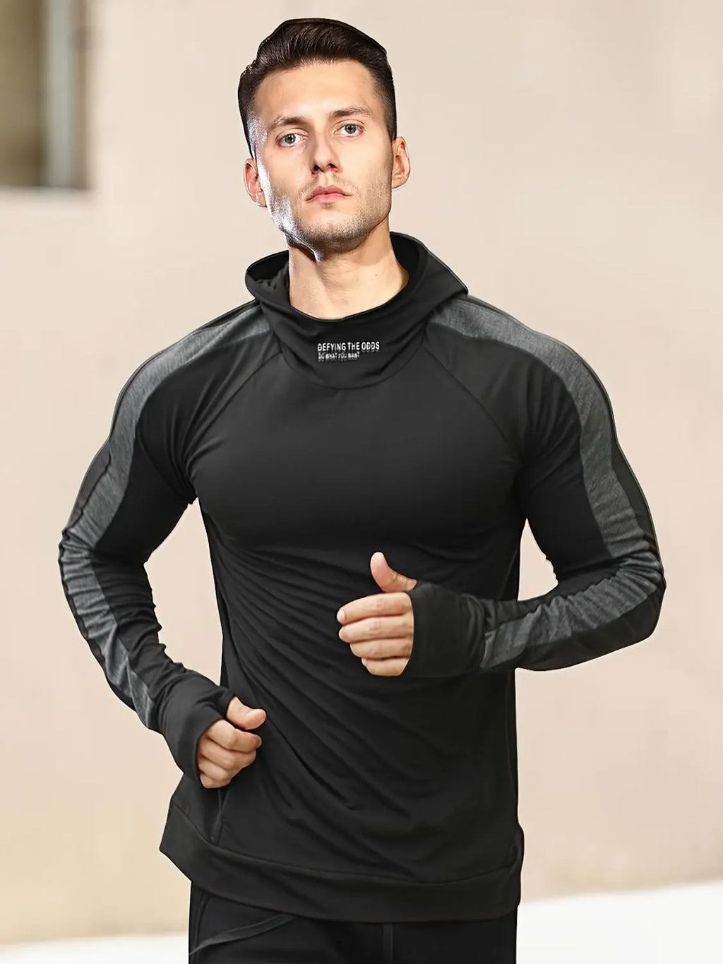 Men's Sports Hooded Quick-drying Breathable Cool Tight Outdoor Fitness Long-sleeved T-shirt