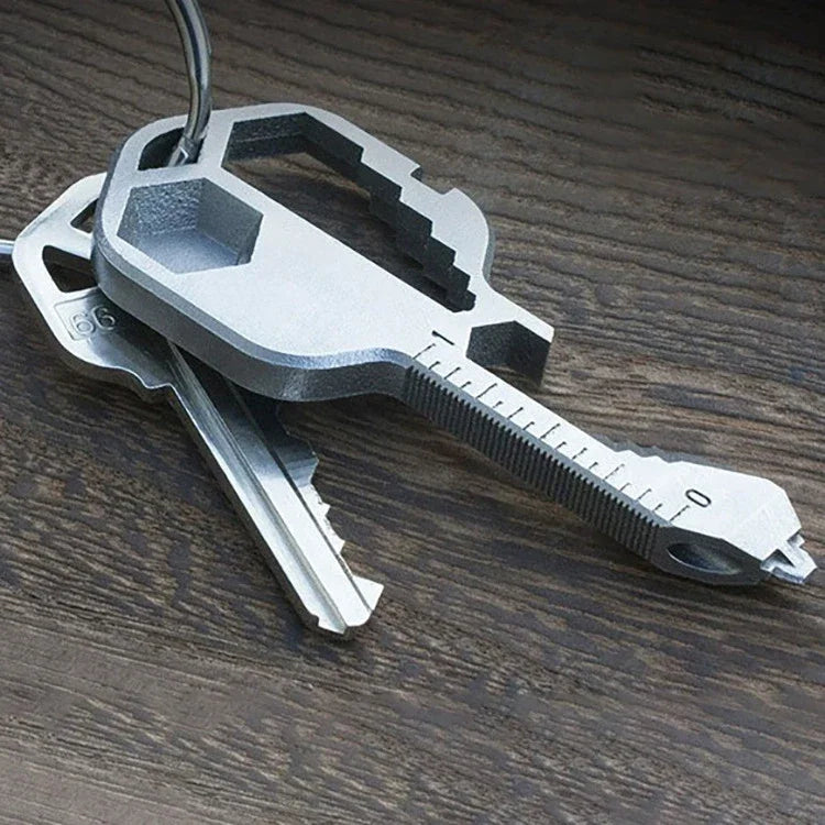 16-in-1 Key-Shaped Multi-Tool - TSA Safe Stainless Steel Keychain