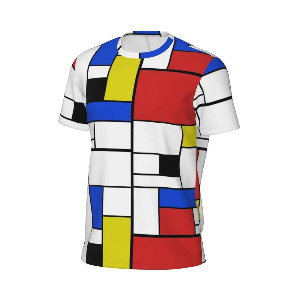 Gym T-Shirt Mondrian Line - Colorful Plaid Y2K Retro Graphic Tee