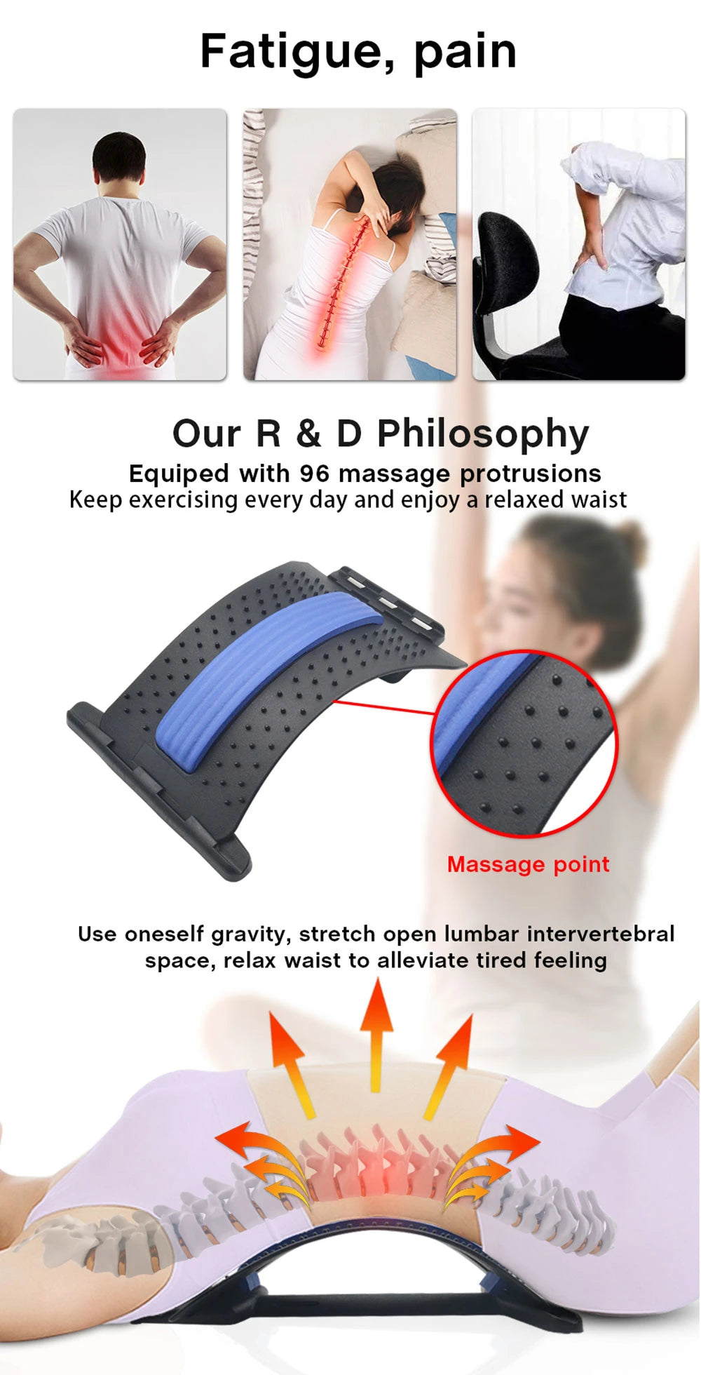 Appareil de massage magnétique du dos pour détendre les muscles, correcteur de posture, étirement du dos et de la colonne vertébrale, soutien lombaire et soulagement de la douleur