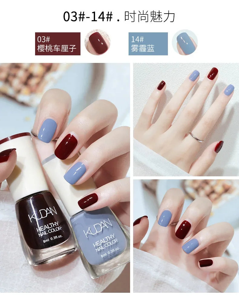 Vernis à ongles sans lampe UV, blanc à fines paillettes, sans cuisson, sans décollement, base huileuse transparente et brillante, couleur nude