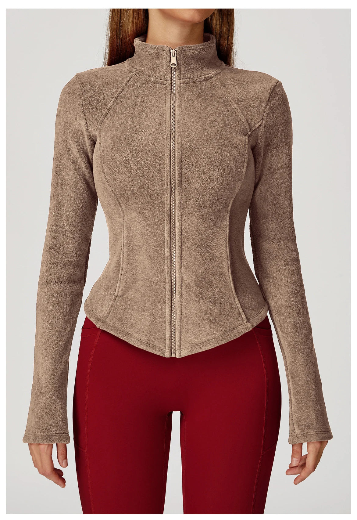 Sports Jacket Long Sleeve Women Zip Fitness Yoga Shirt Winter Warm Gym Top Activewear Running Coats Workout Clothes For Cycling