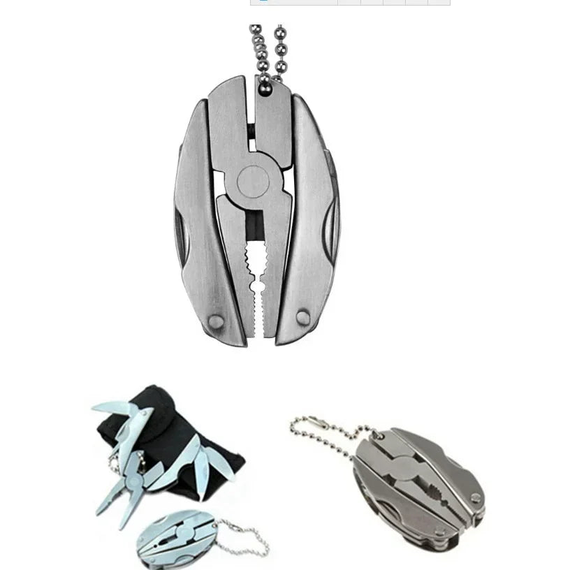 Pince multifonction compacte pliable en acier inoxydable - Kit porte-clés EDC