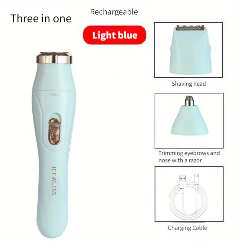 3-in-1 Electric Hair Removal Set - USB Rechargeable Trimmer for Nose, Body & Face