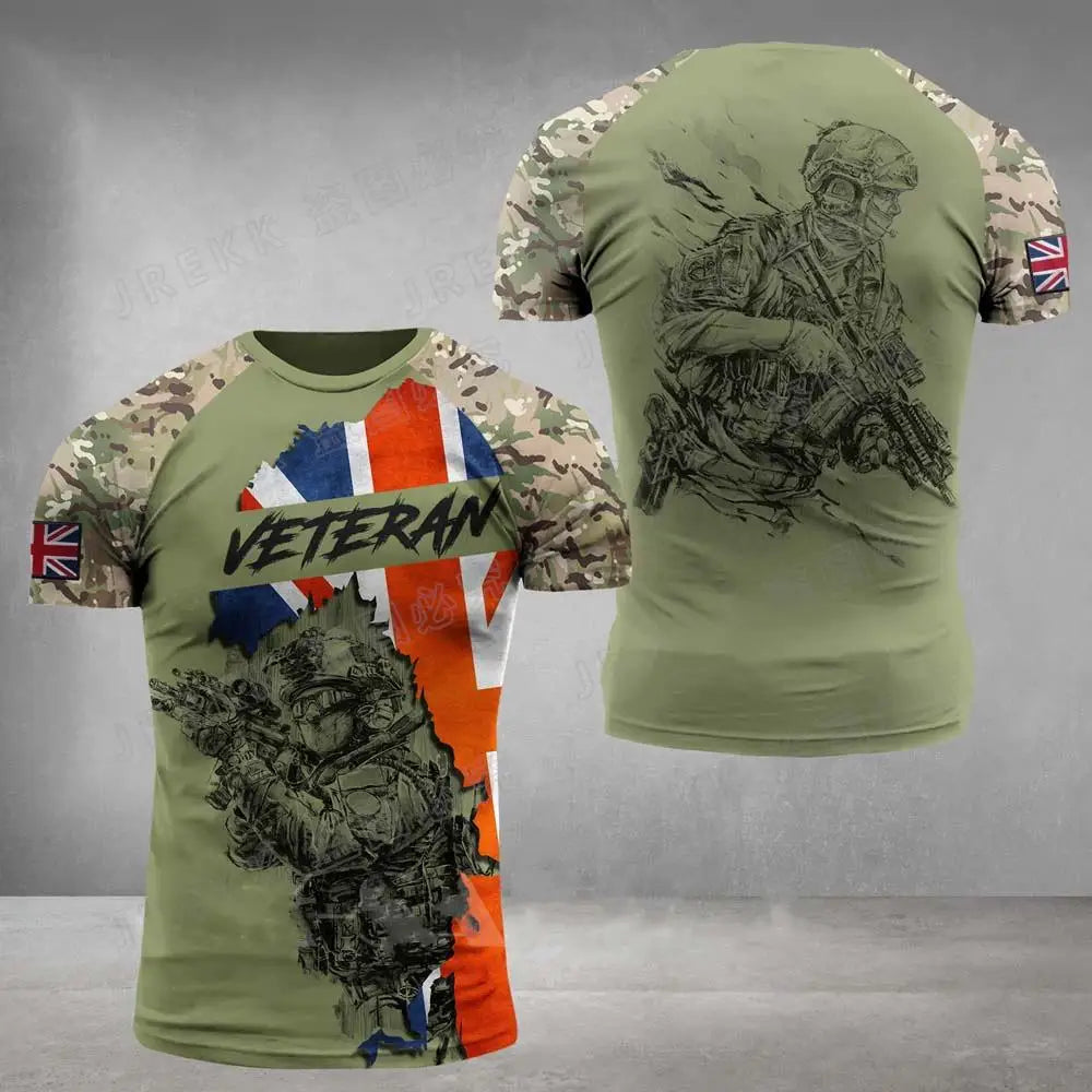 British Soldier Army Veteran T-Shirt - 3D Printed Camouflage Tee