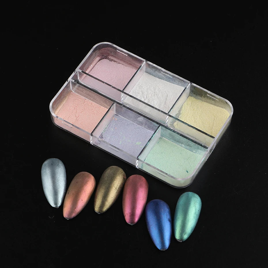 Ongles effet miroir clair de lune, poudre, pigments métalliques chromés, vernis gel, paillettes laser, aurore nacrée brillante, manucure, décoration