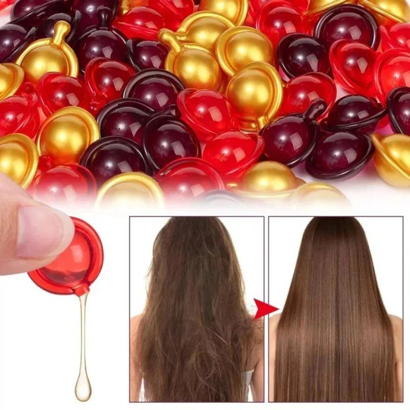 Capsules de vitamines pour cheveux, huile de kératine, soin capillaire rapide pour des cheveux doux, lisses et brillants. Nourrit et répare les cheveux abîmés et fourchus.