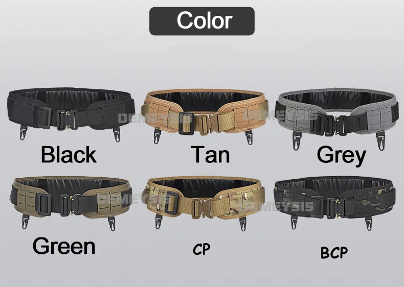 Tactical MOLLE Padded Belt - Combat Waist Belt for Airsoft & Hunting