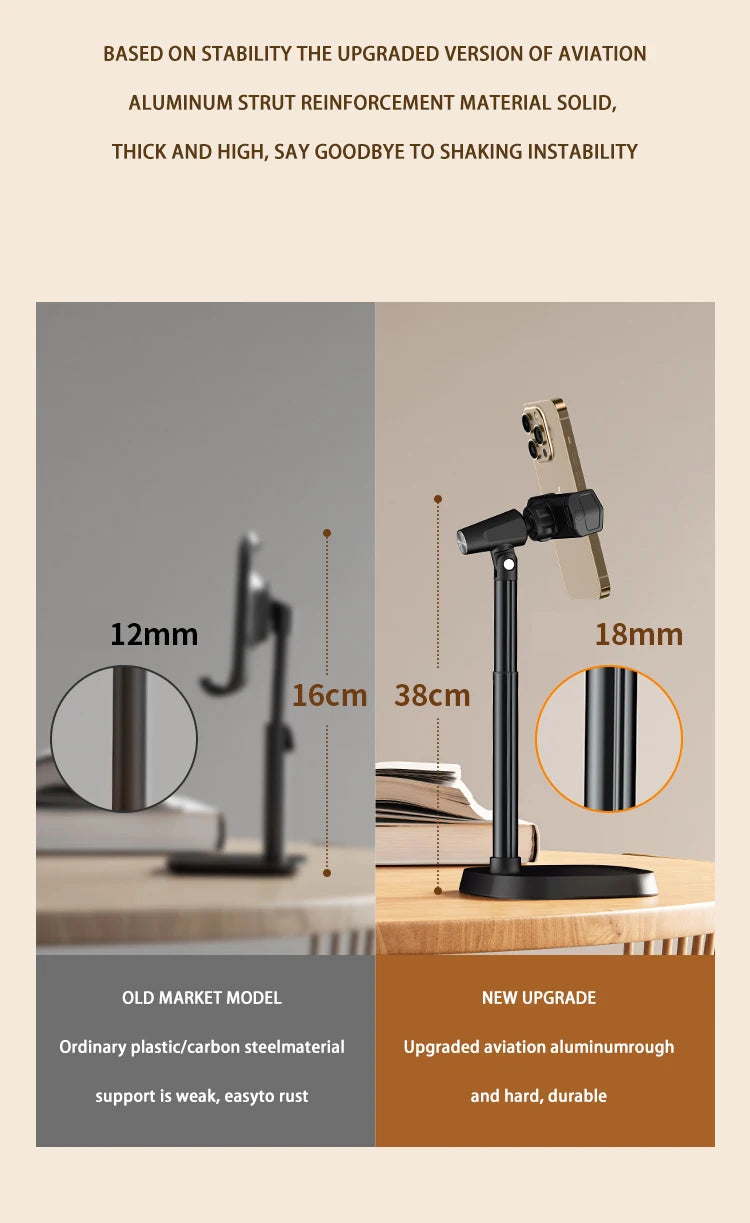 Cell Phone Stand Desk Phone Holder Height Angle Adjustable Aluminum Alloy Universal Phone Stand Office for iPhone 15Pro Max Plus