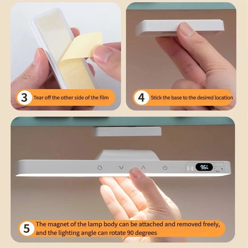 Lampe de table tactile intelligente, lampe de bureau magnétique avec batterie intégrée de 2000 mAh, lampe de chevet rechargeable avec miroir et lampe de lecture intégrée.