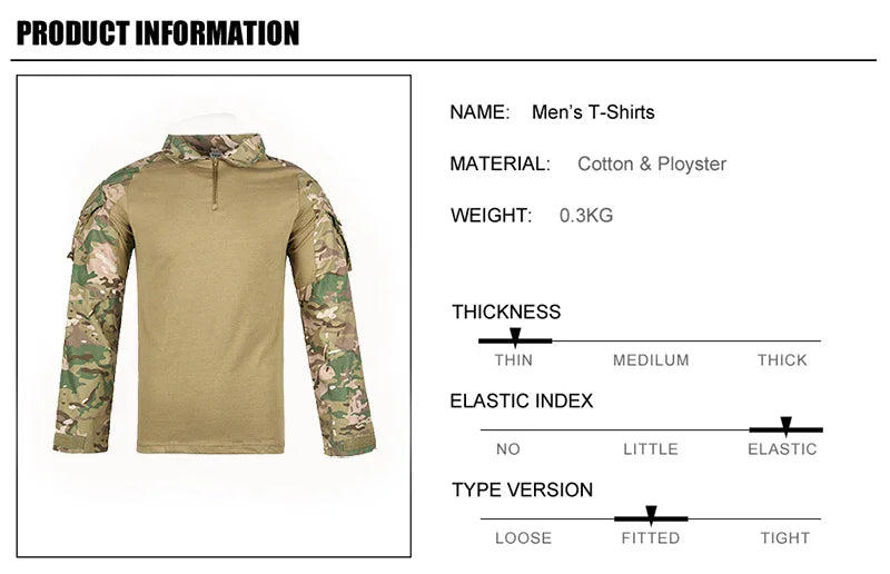 Outdoor Tactical Hiking Long Sleeve Shirt - Camouflage Combat Tee
