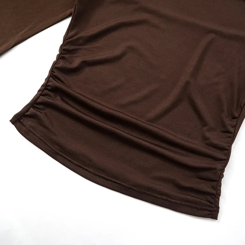 Transparent Mesh T-shirts Women Streetwear Solid Color Aesthetic Clothes Long Sleeve Ropa Mujer Slim Fit Office Lady Outfits