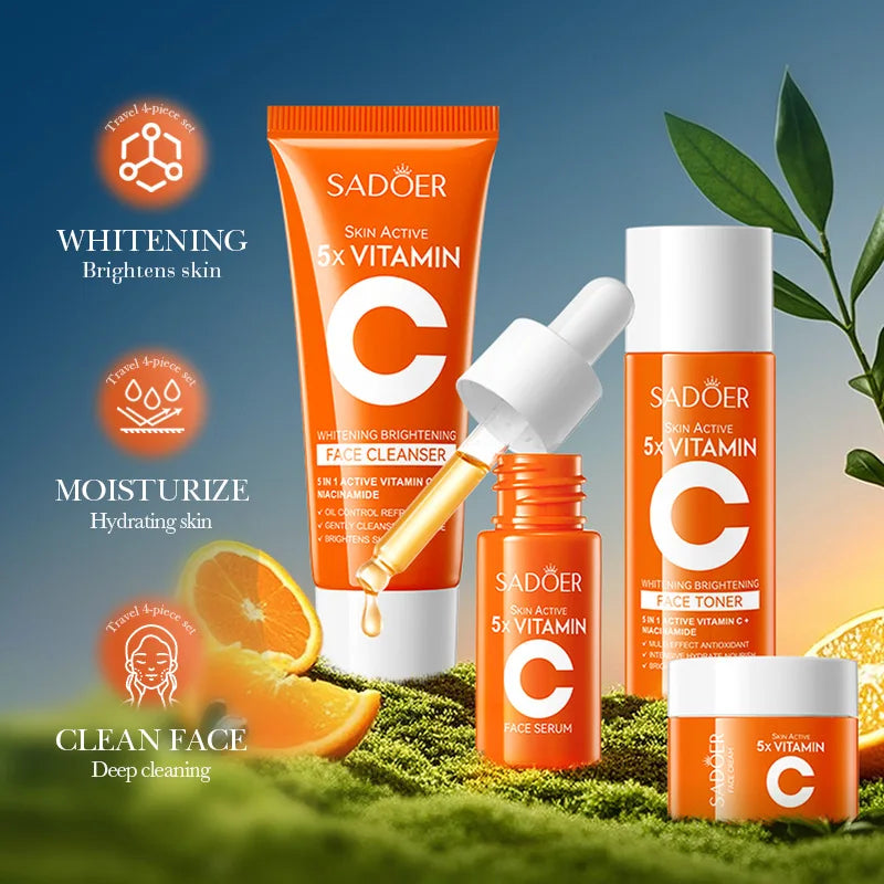 Vitamin C Moisturizing Travel Skincare Set - Cleanser, Toner & Serum