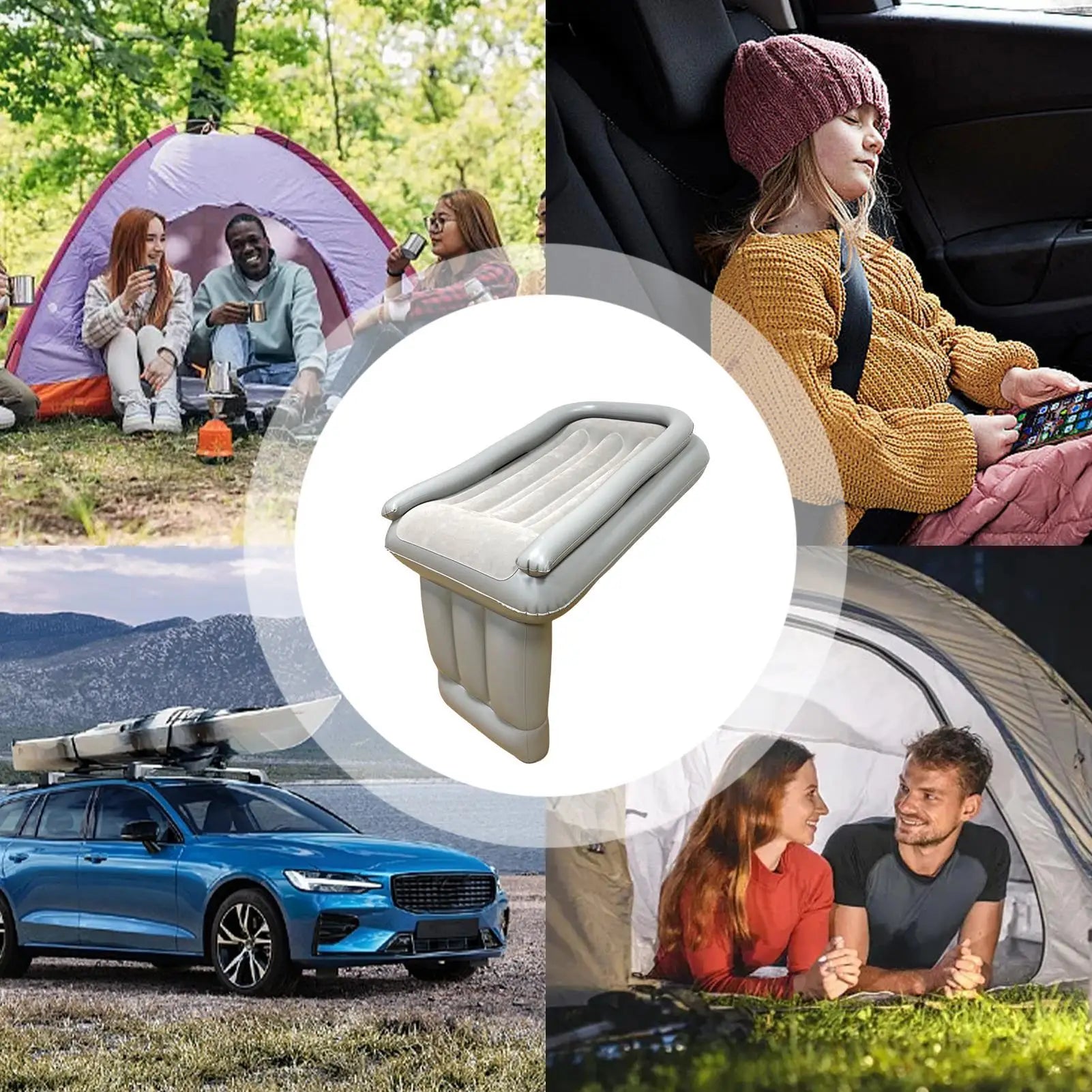 Extension de lit d'avion gonflable portable pour siège arrière de voiture, matelas de couchage pliable pour enfant en bas âge, pour l'intérieur de la voiture