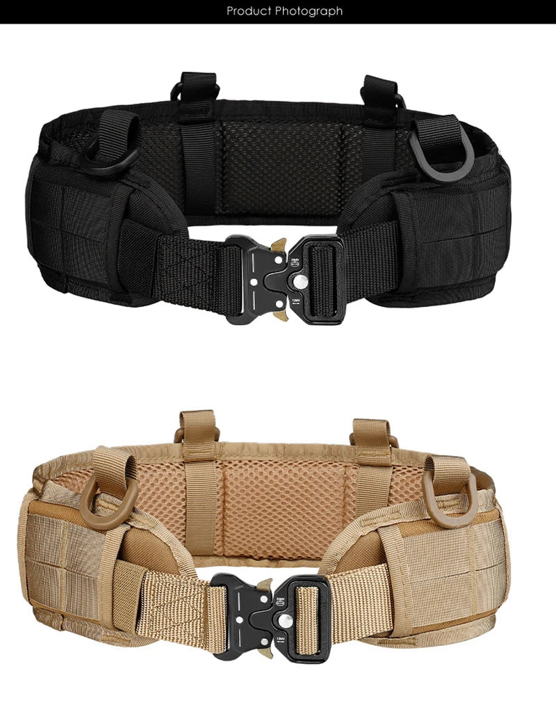 Tactical MOLLE Padded Belt - Combat Waist Belt for Airsoft & Hunting