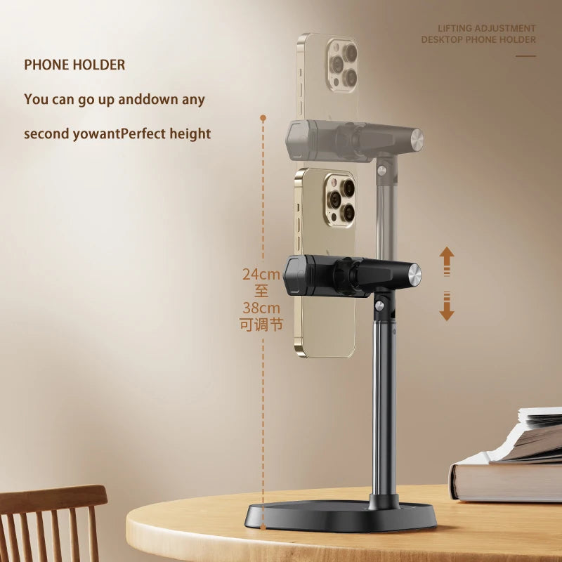 Cell Phone Stand Desk Phone Holder Height Angle Adjustable Aluminum Alloy Universal Phone Stand Office for iPhone 15Pro Max Plus