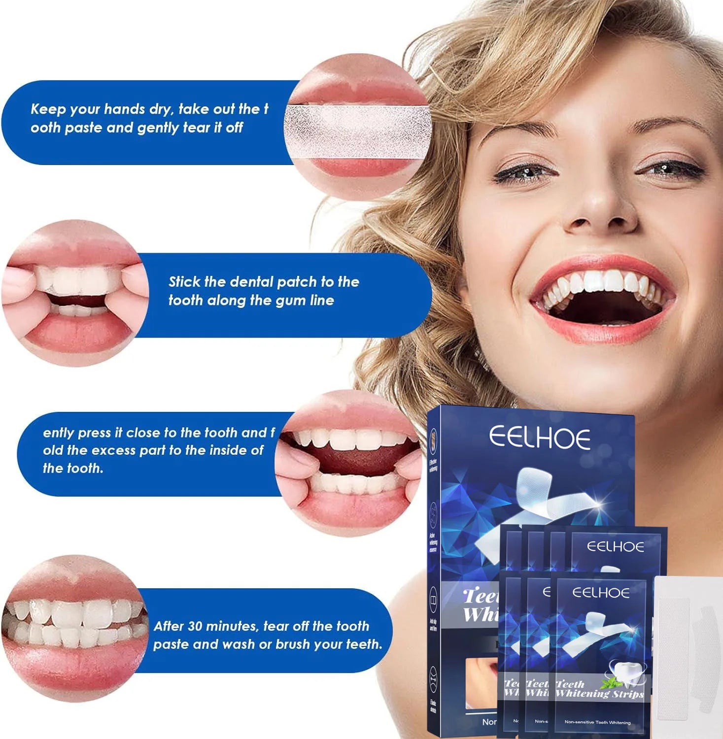 Teeth Whitening Stickers Mint White Teeth Gel Tooth Whitener Strips Teeth Yellow Smoke Stains Tea Stains Oral Hygiene Care