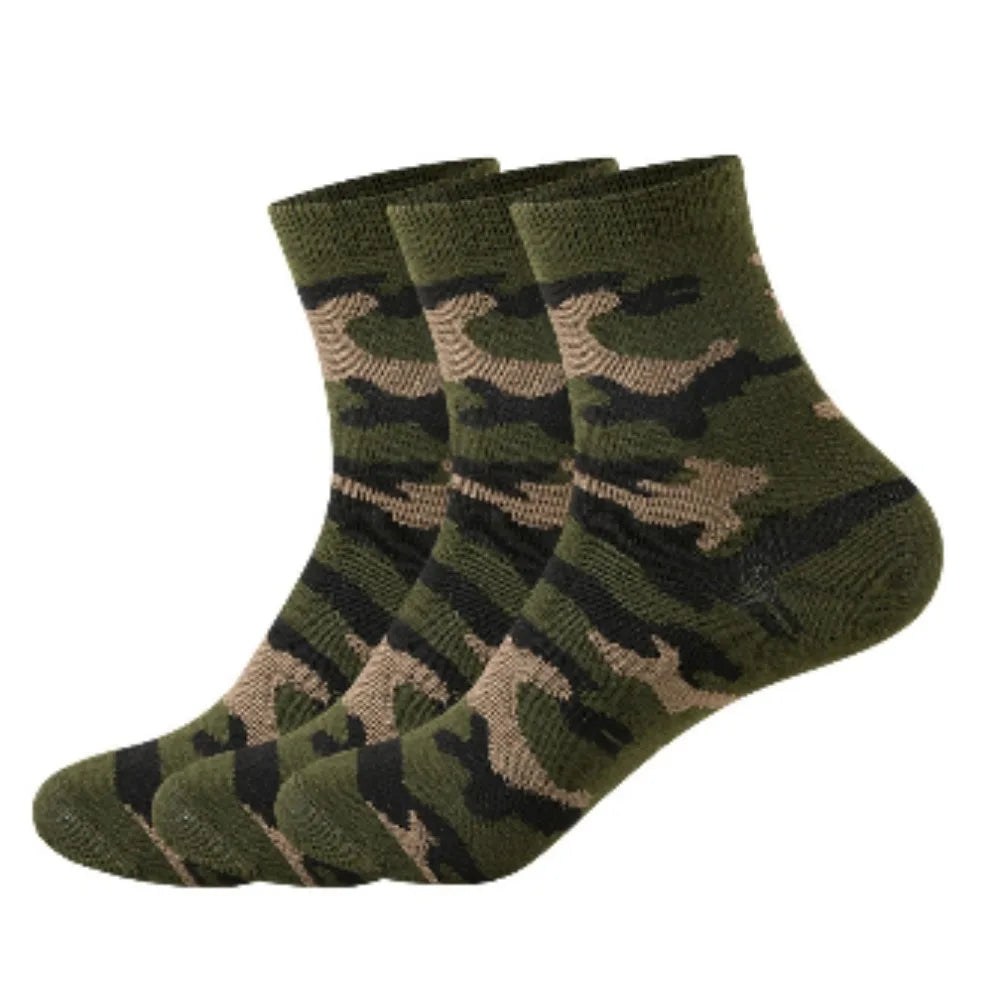 Accessoires de déguisement militaire : chaussettes camouflage vert armée (une paire)