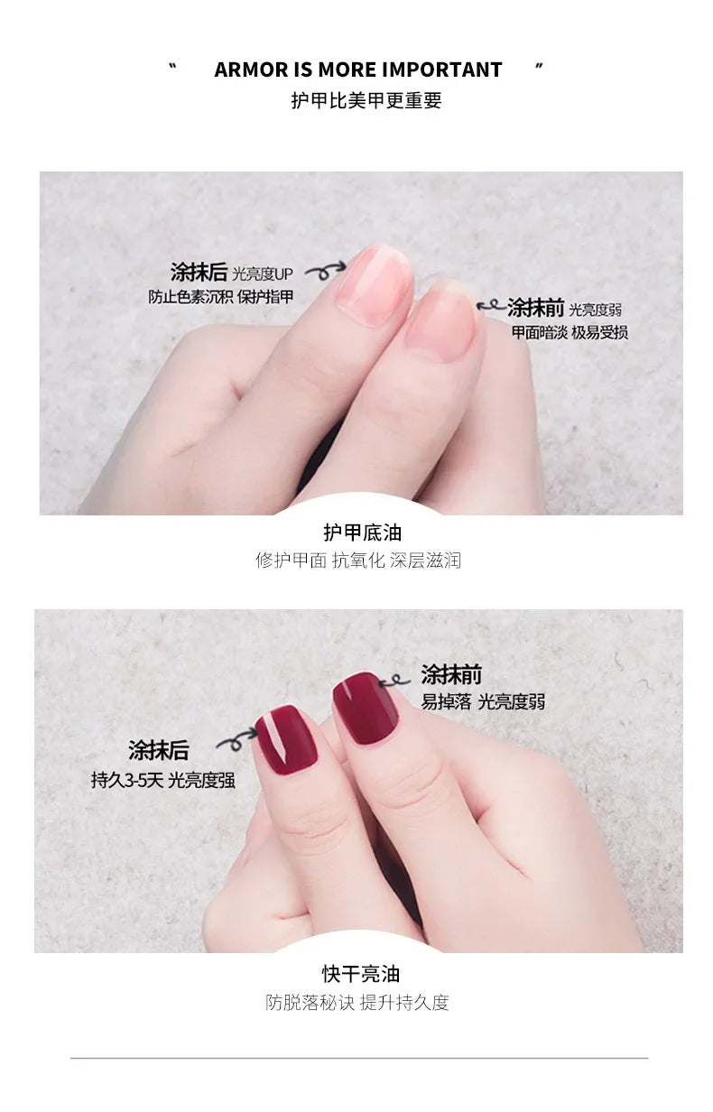 Vernis à ongles sans lampe UV, blanc à fines paillettes, sans cuisson, sans décollement, base huileuse transparente et brillante, couleur nude