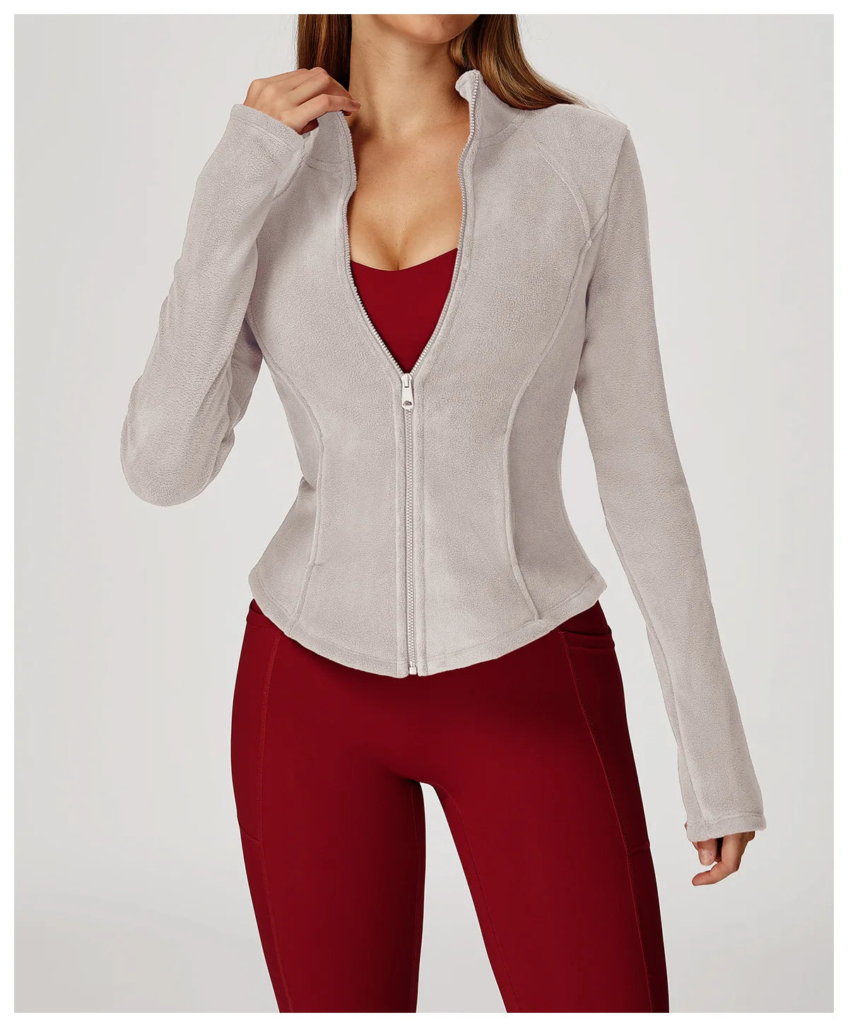 Sports Jacket Long Sleeve Women Zip Fitness Yoga Shirt Winter Warm Gym Top Activewear Running Coats Workout Clothes For Cycling