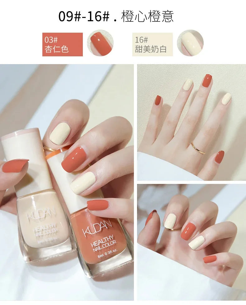 Vernis à ongles sans lampe UV, blanc à fines paillettes, sans cuisson, sans décollement, base huileuse transparente et brillante, couleur nude