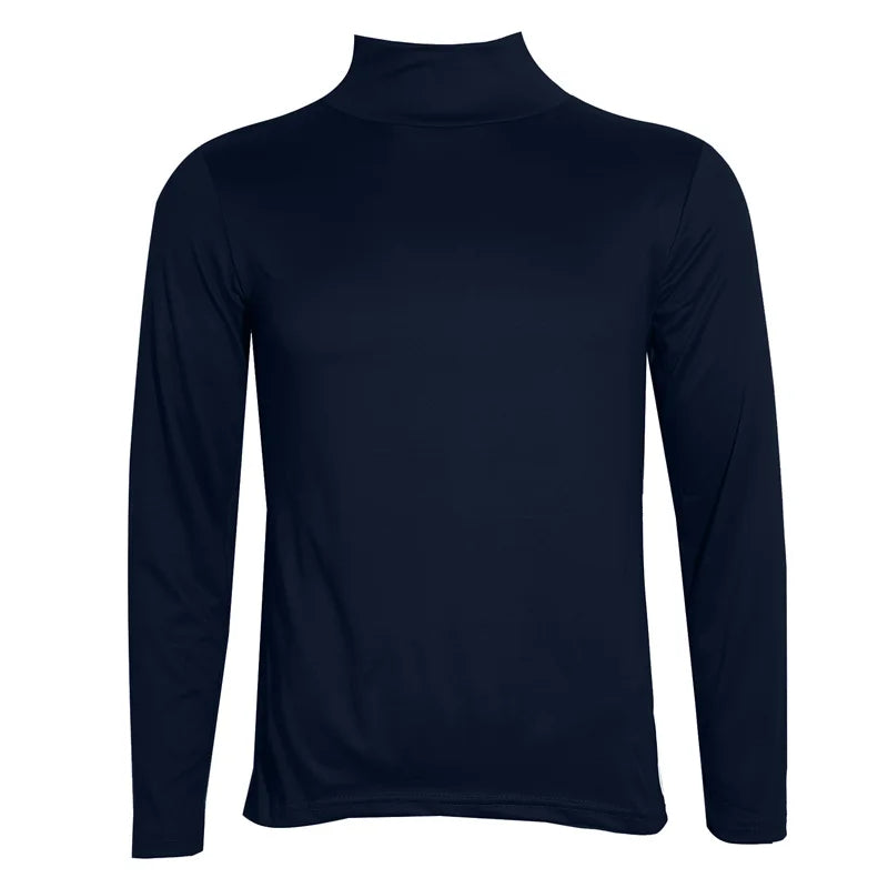 Men's High Neck T-Shirt - Fashion Solid Slim-Fit Long Sleeve Basic Tee