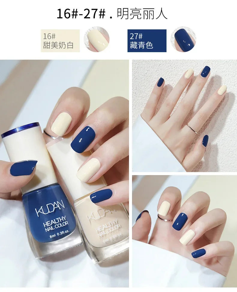 Vernis à ongles sans lampe UV, blanc à fines paillettes, sans cuisson, sans décollement, base huileuse transparente et brillante, couleur nude