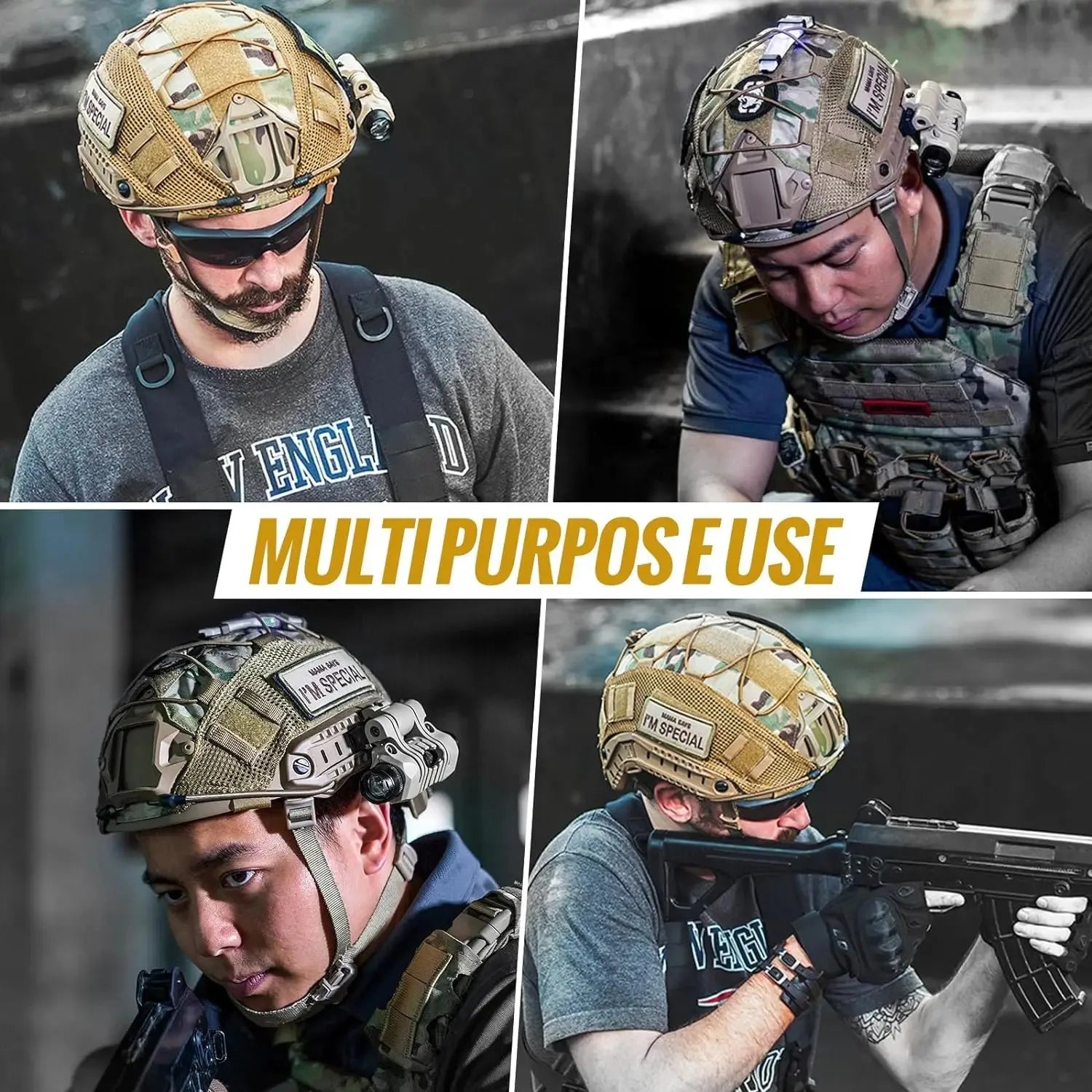 Tactical Helmet Cover - Multi-Camo Fast Helmet Cover for Airsoft & Paintball