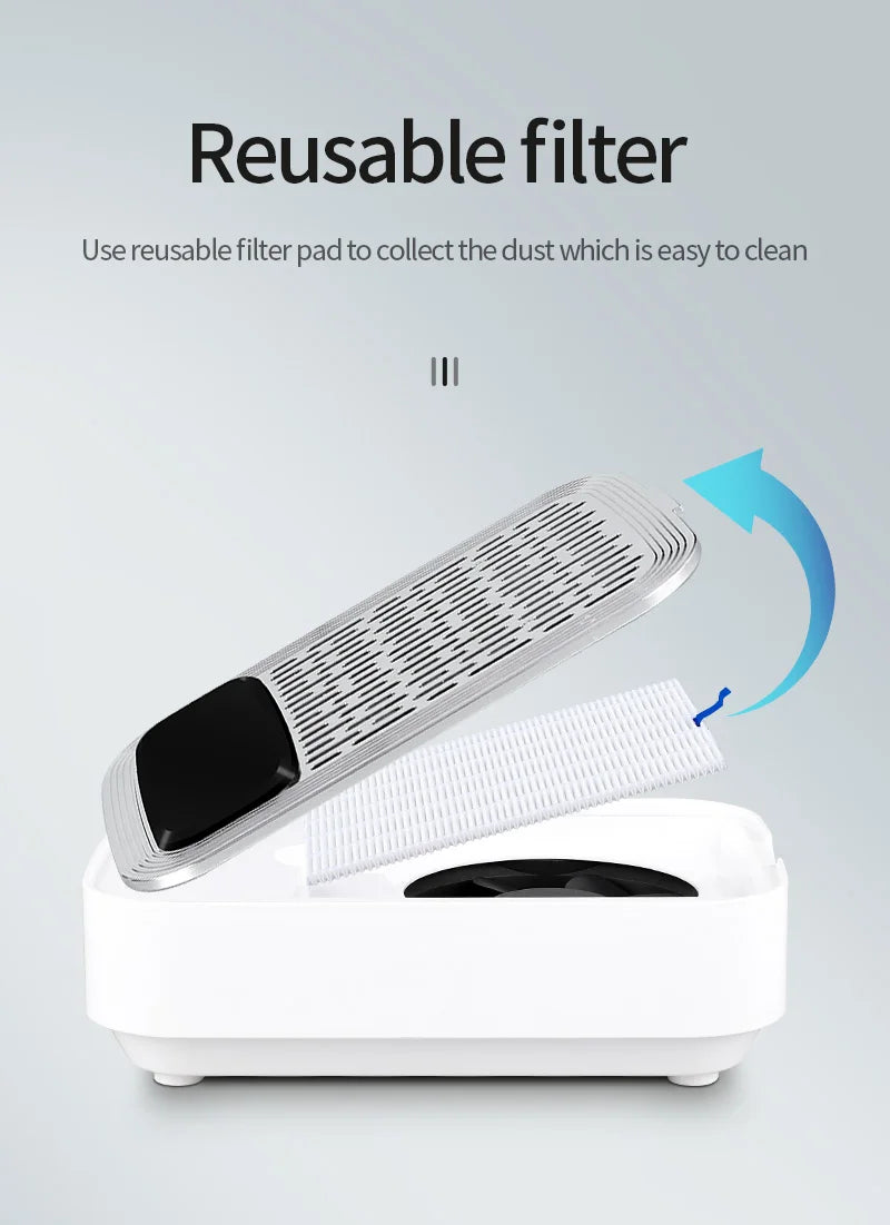 Nail Dust Collector – Powerful Nail Vacuum Fan 80W Dust Collector with Reusable Filter