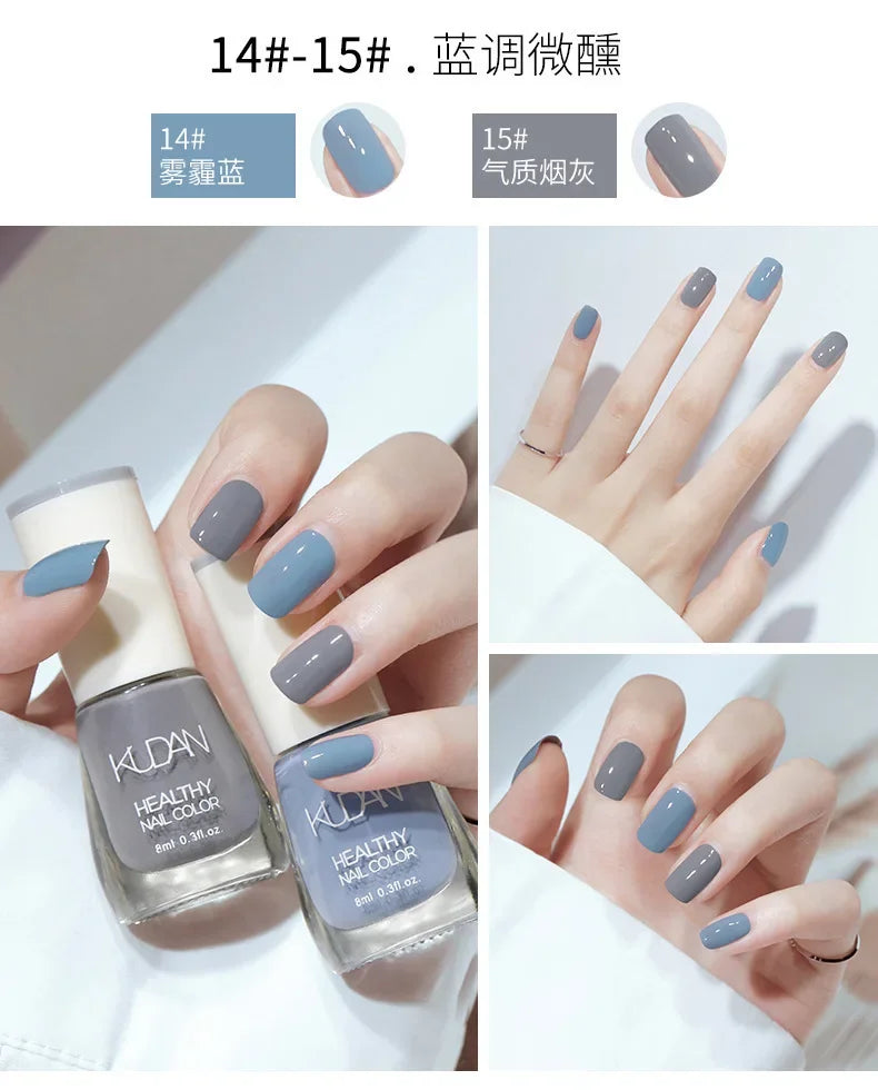 Vernis à ongles sans lampe UV, blanc à fines paillettes, sans cuisson, sans décollement, base huileuse transparente et brillante, couleur nude