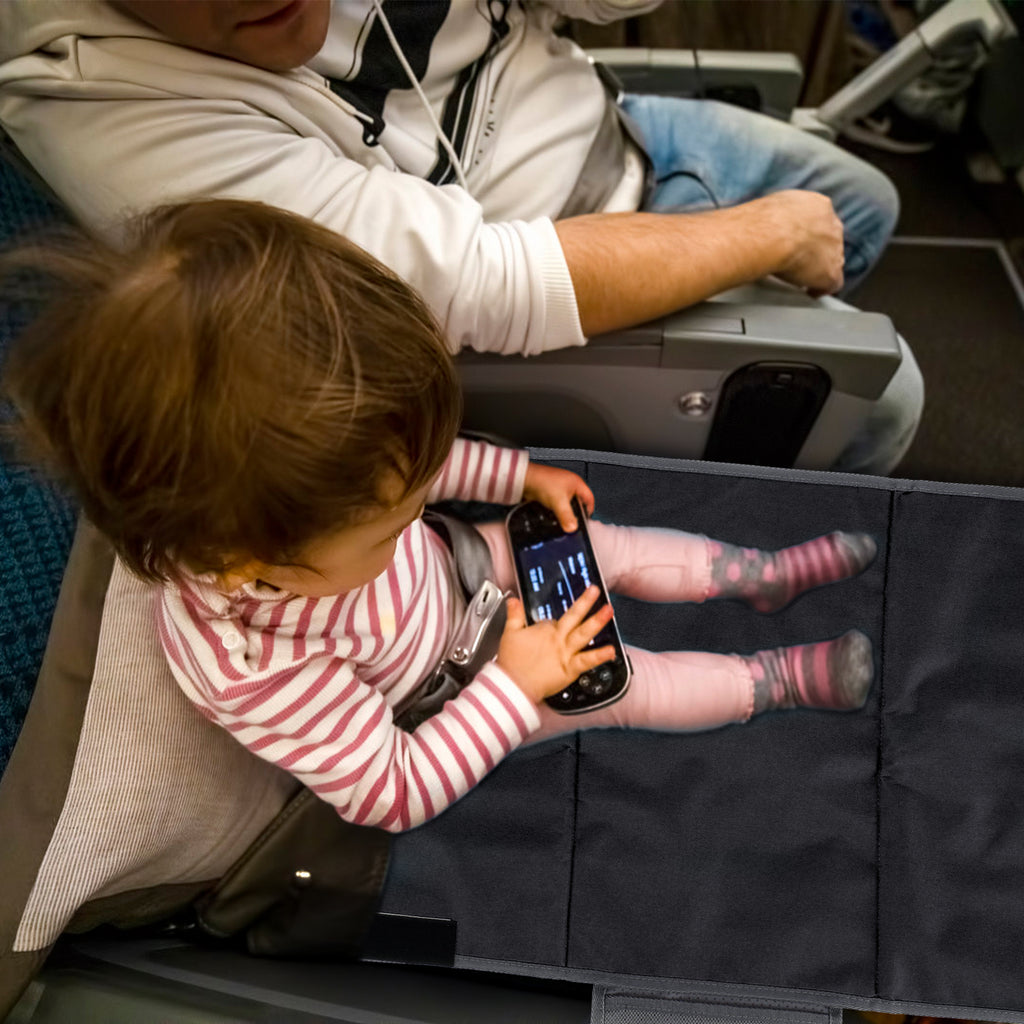 Lit de voyage portable pour enfants, avec repose-pieds et repose-jambes, hamac, et rallonge de siège d'avion pour tout-petits.