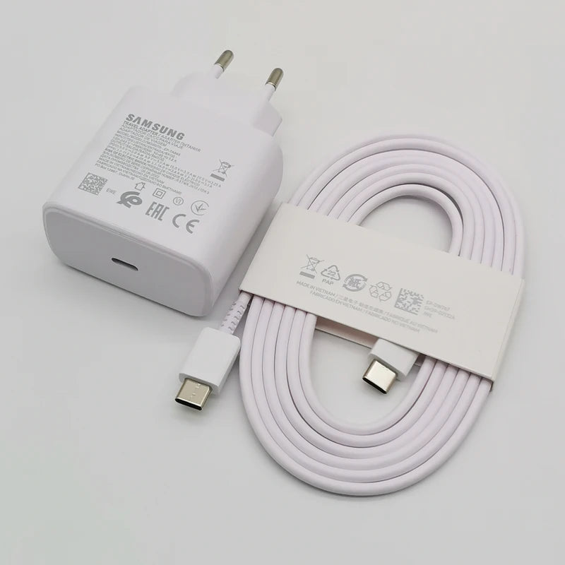 Chargeur Samsung 45 W à charge ultra rapide, adaptateur de charge rapide de 1,8 m de type C pour Galaxy S24, S23, S22, S21, S20, Note 20 Ultra, 10, Z Flip, Fold 6, 5, 4, 3 et 2