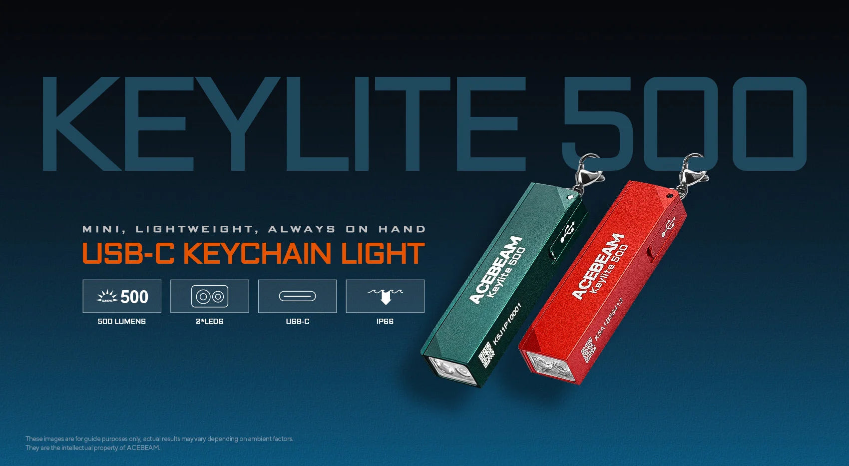 ACEBEAM Keylite 500 EDC Tactical Flashlight - Rechargeable with Self-Defense Strobe