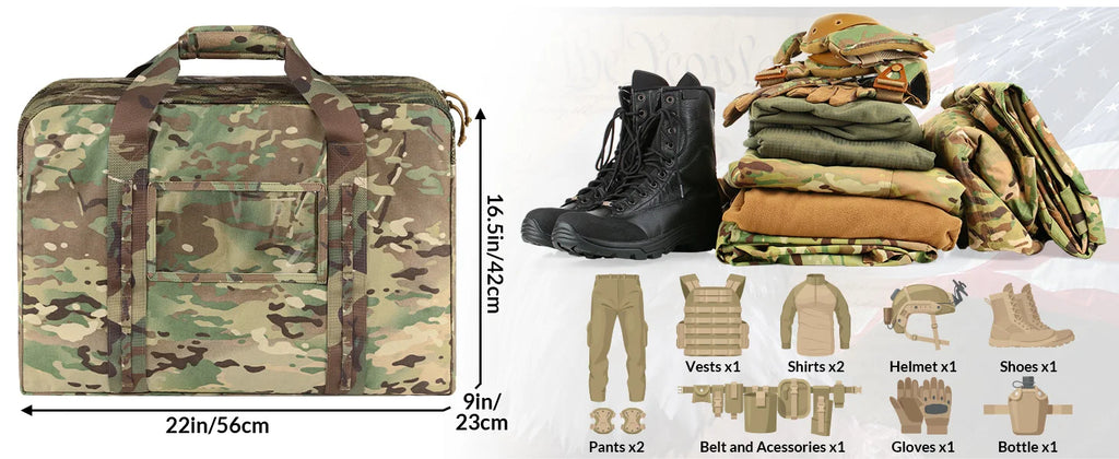Sac de voyage militaire, sac de voyage extra large et ultra-résistant de 52 L pour l'armée, sac de voyage tactique pour le tir, le camping, la randonnée et les voyages.