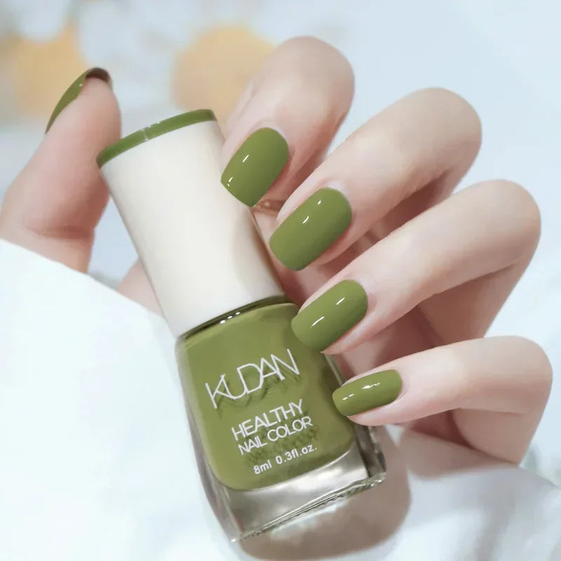 Vernis à ongles sans lampe UV, blanc à fines paillettes, sans cuisson, sans décollement, base huileuse transparente et brillante, couleur nude