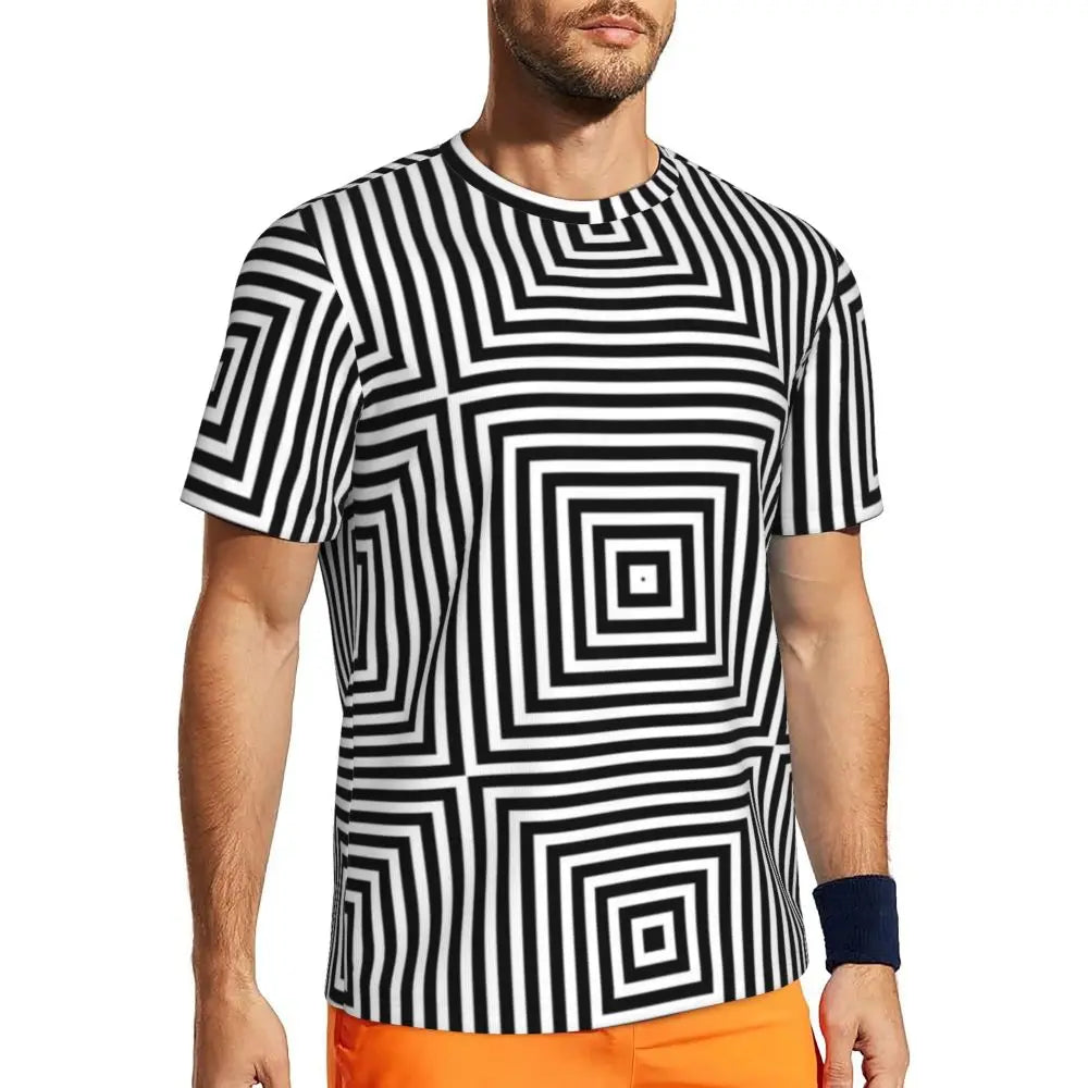 Gym T-Shirt Mondrian Line - Colorful Plaid Y2K Retro Graphic Tee